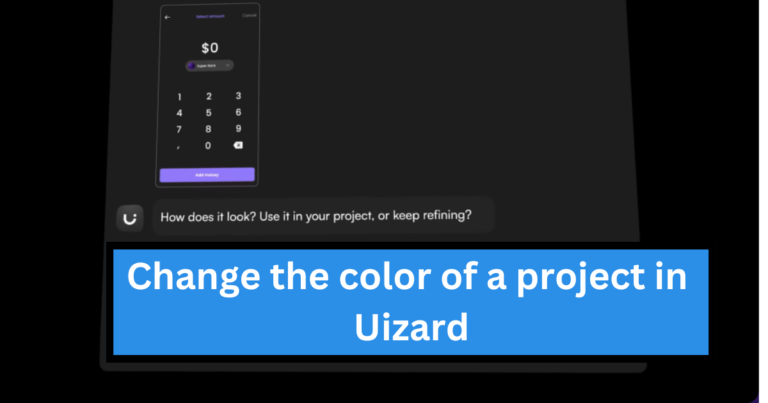 How do you change the color of a project in Uizard